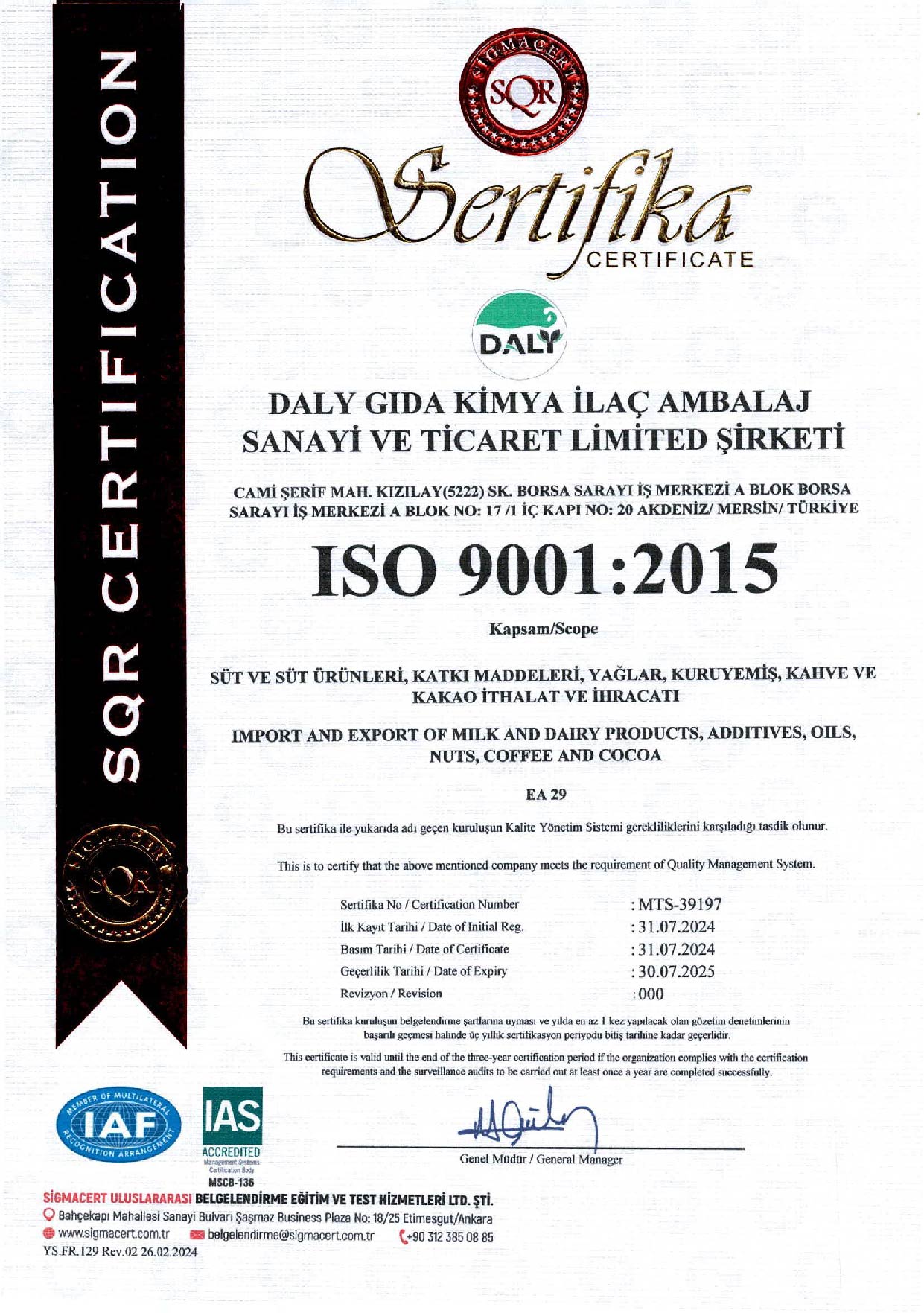 ISO 9001:2015 Certificate